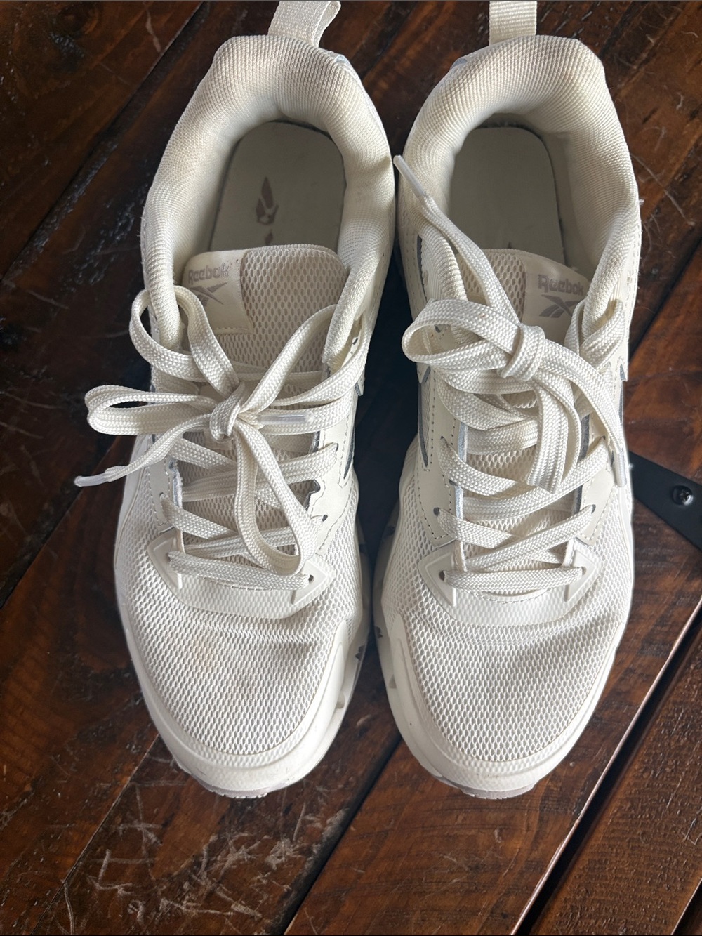 Reebok Women’s Off-White Mesh and Leather Sneakers